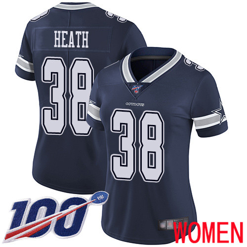 Women Dallas Cowboys Limited Navy Blue Jeff Heath Home #38 100th Season Vapor Untouchable NFL Jersey